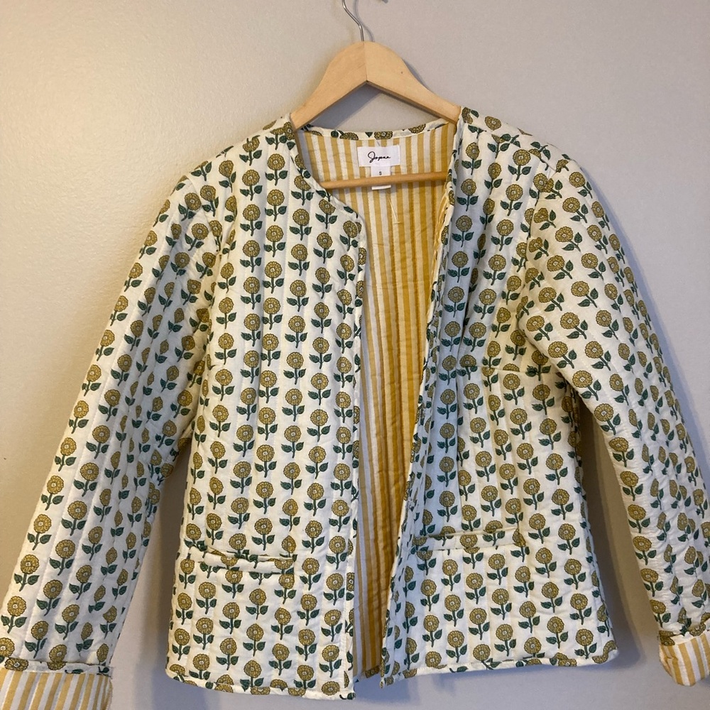 Japna Floral quilted jacket - Cream and Yellow - Picture 5 of 7